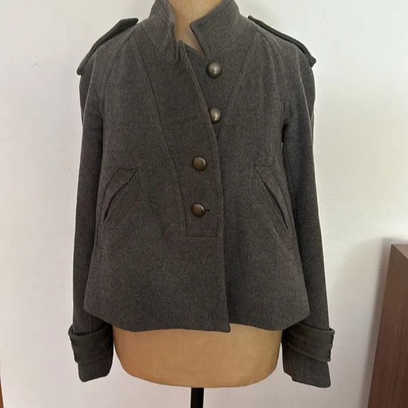 Rebecca Taylor  0 wool military style jacket metal buttons great pre owned cond - Picture 1 of 6